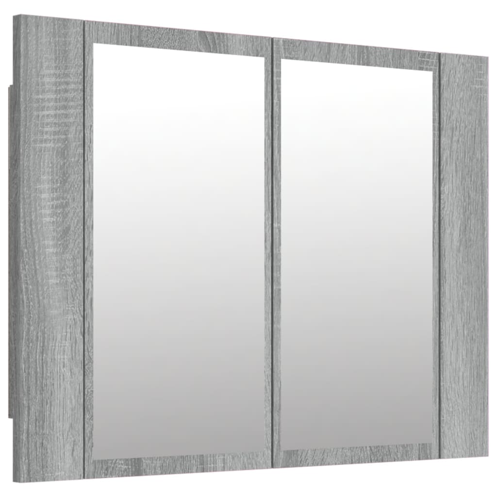 vidaXL Zrcadlová skříňka s LED šedá sonoma 60x12x45cm kompozitní dřevo