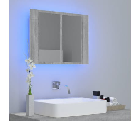 vidaXL Armoire à miroir LED Sonoma gris 60x12x45 cm Bois d'ingénierie