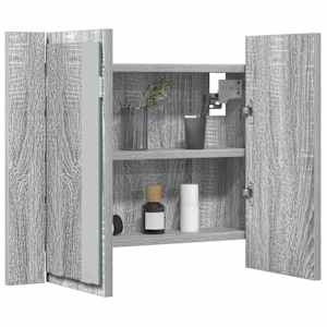 Zrcadlová skříňka s LED šedá sonoma 60x12x45cm kompozitní dřevo - obrázek 4