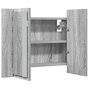 Zrcadlová skříňka s LED šedá sonoma 60x12x45cm kompozitní dřevo - obrázek 6
