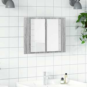 Zrcadlová skříňka s LED šedá sonoma 60x12x45cm kompozitní dřevo - obrázek 1