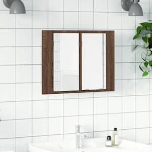 Zrcadlová skříňka s LED hnědý dub 60x12x45 cm kompozitní dřevo - obrázek 1