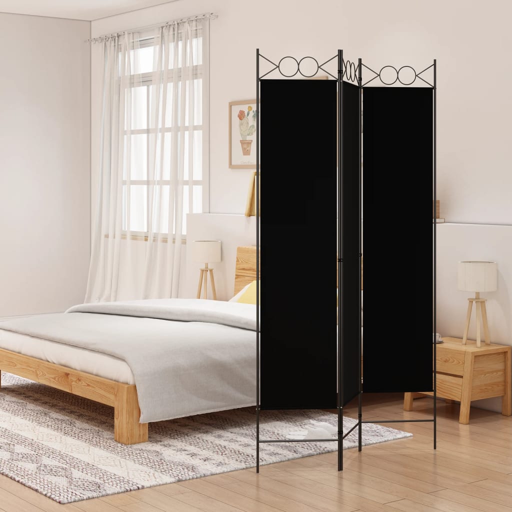 vida XL 3-tlg. Paravent Schwarz 120x 200 cm Stoff