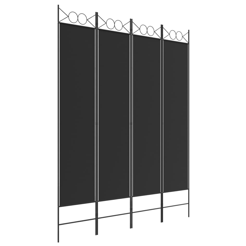 VidaXL 4-Panel Room Divider Black 63x78.7 Fabric