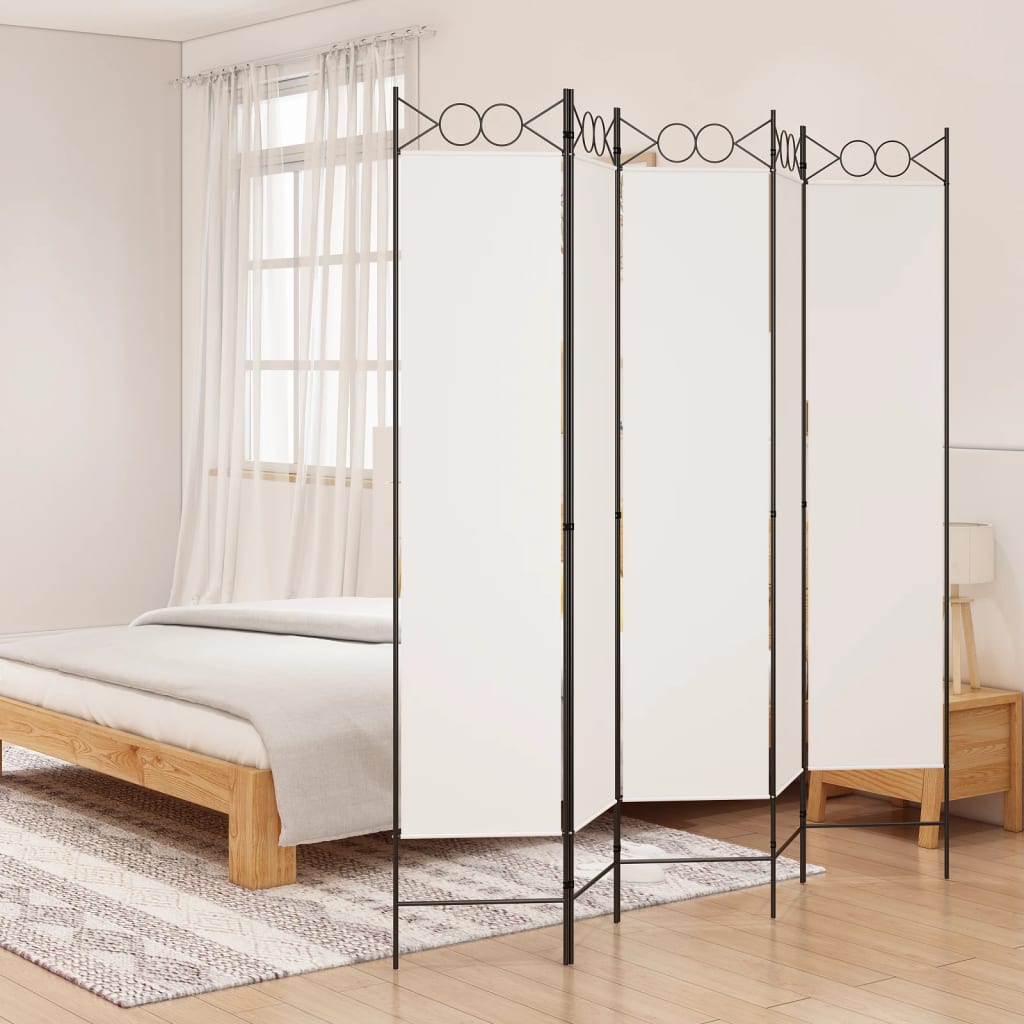 vida XL 5-tlg. Paravent Weiß 200x 200 cm Stoff