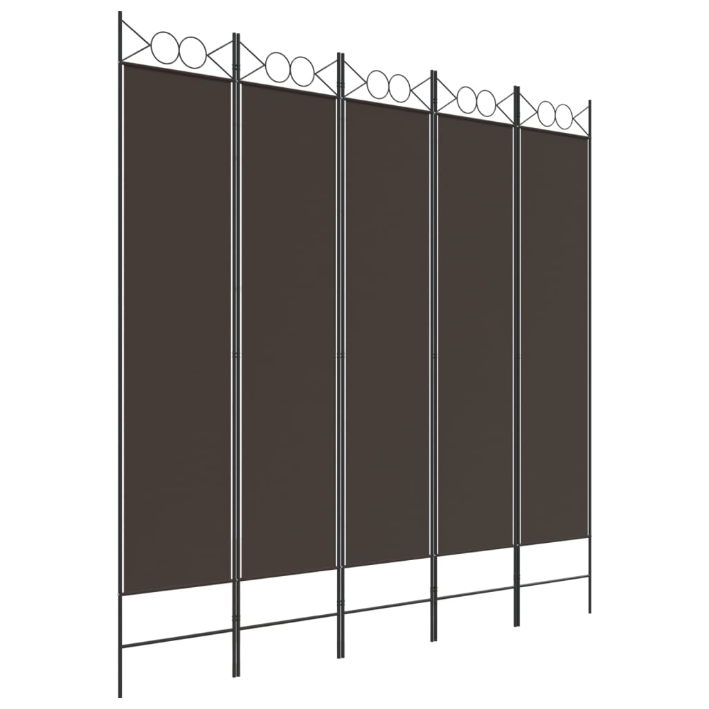 VidaXL 5-Panel Room Divider Brown 200x200 Cm Fabric