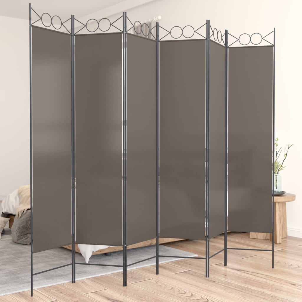 vida XL 6-tlg. Paravent Anthrazit 240x 200 cm Stoff