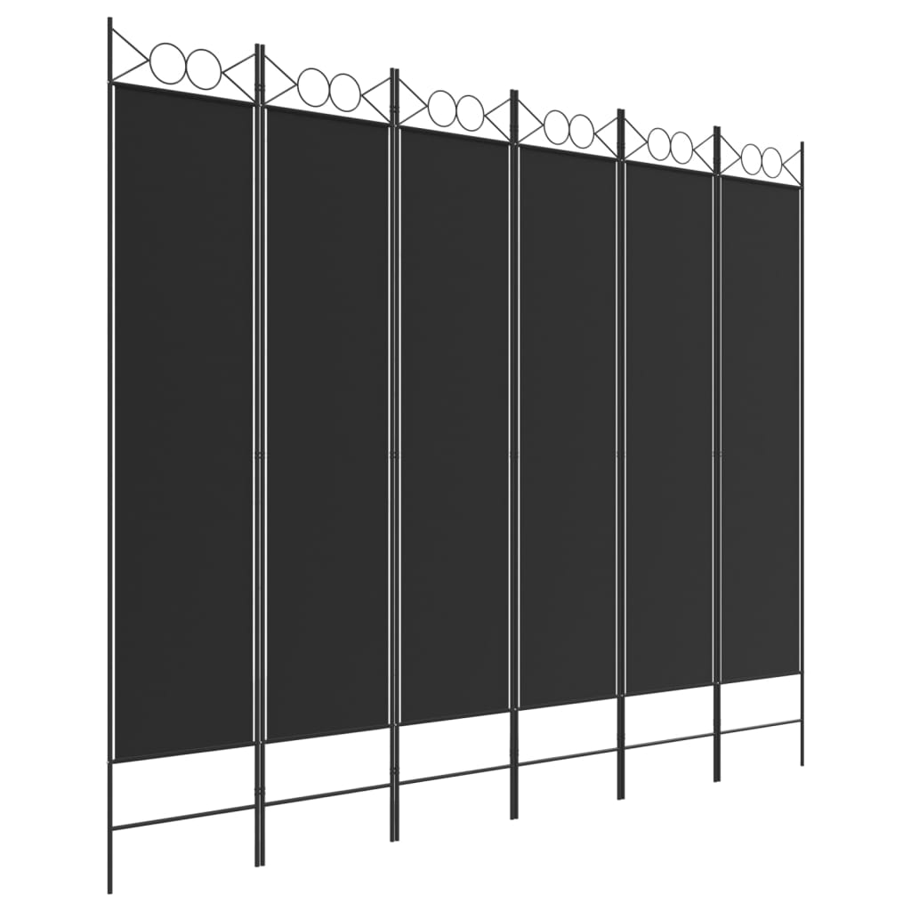 Paravan de cameră cu 6 panouri, negru, 240×200 cm, textil