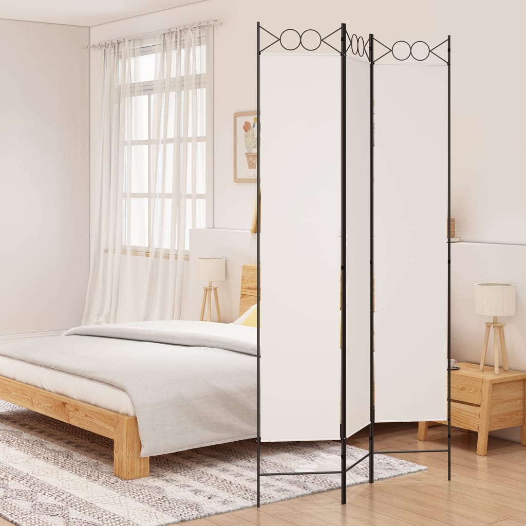 vidaXL Paravan de cameră cu 3 panouri, alb, 120x220 cm, textil