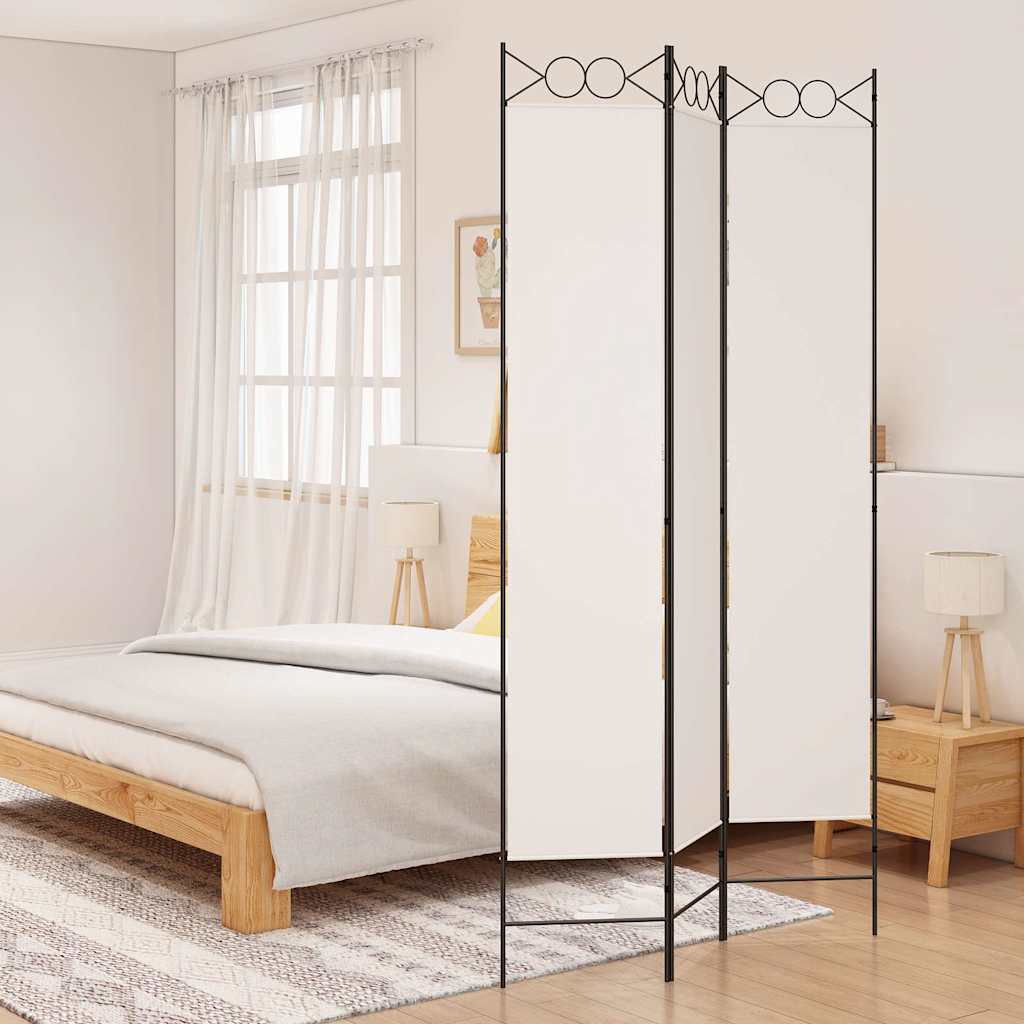 vidaXL Paravan de cameră cu 3 panouri, alb, 120x220 cm, textil