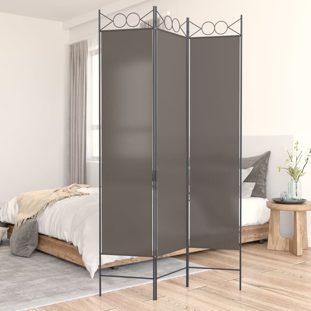 vidaXL Paravan de cameră cu 3 panouri, antracit, 120×220 cm, textil 120x220 imagine noua