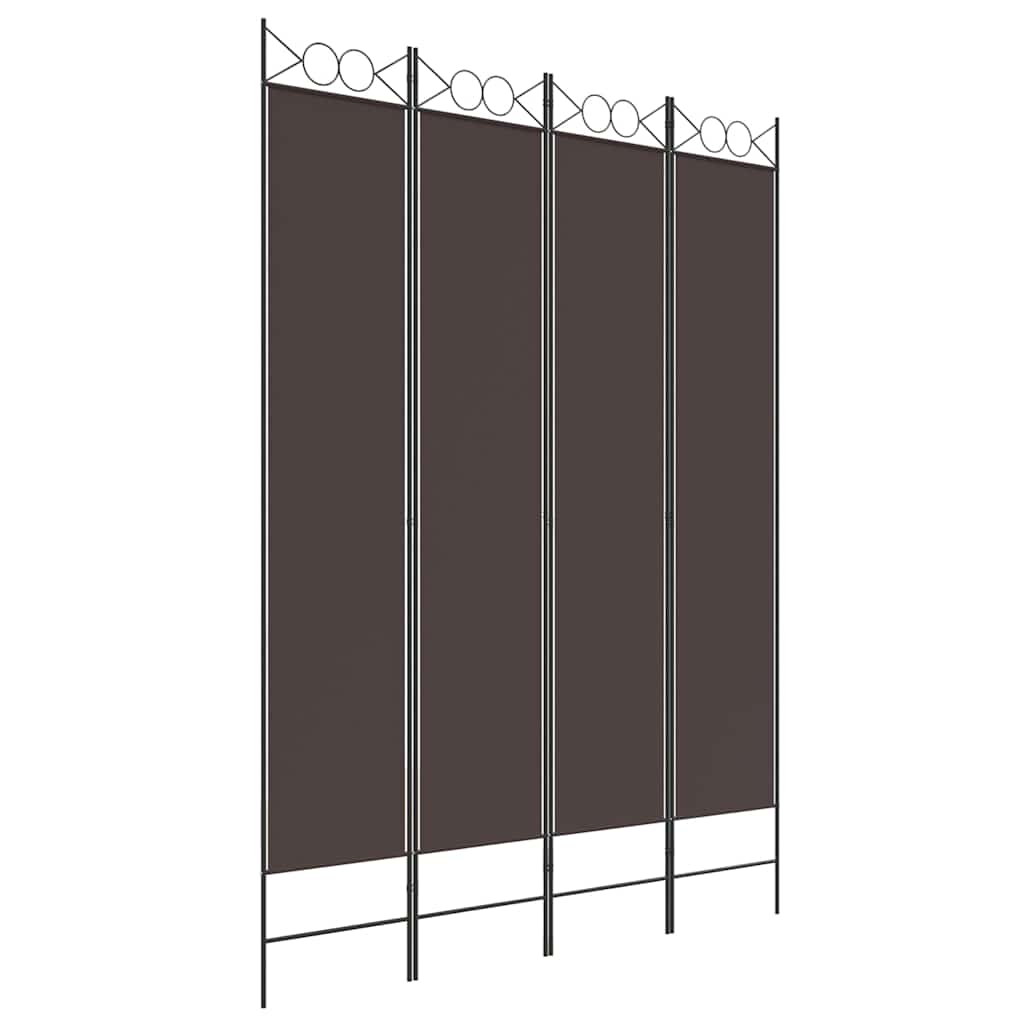 vidaXL 4dílný paraván hnědý 160x220 cm textil