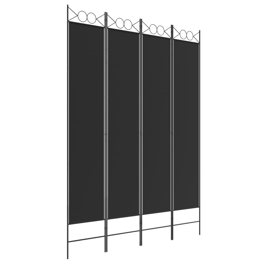 VidaXL 4-Panel Room Divider Black 160x220 Cm Fabric