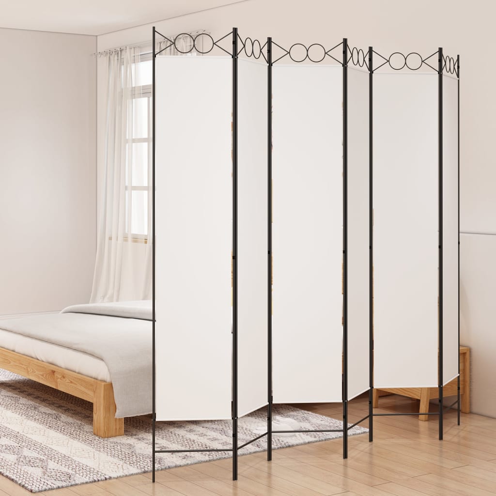 vidaXL 6-Panel Room Divider White 240×220 cm Fabric