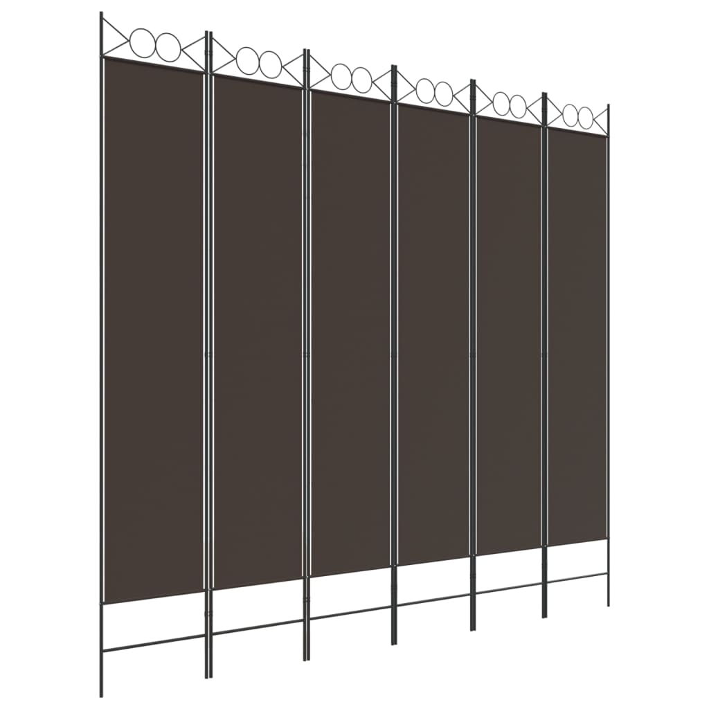 vidaXL 6-Panel Room Divider Brown 94.5"x86.6" Fabric-image-8720287195733