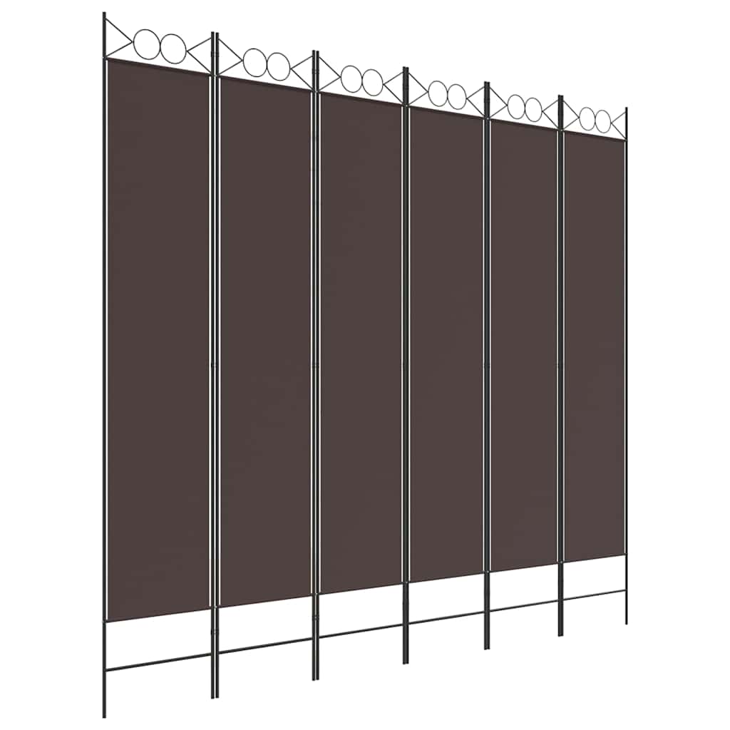 vidaXL 6dílný paraván hnědý 240x220 cm textil