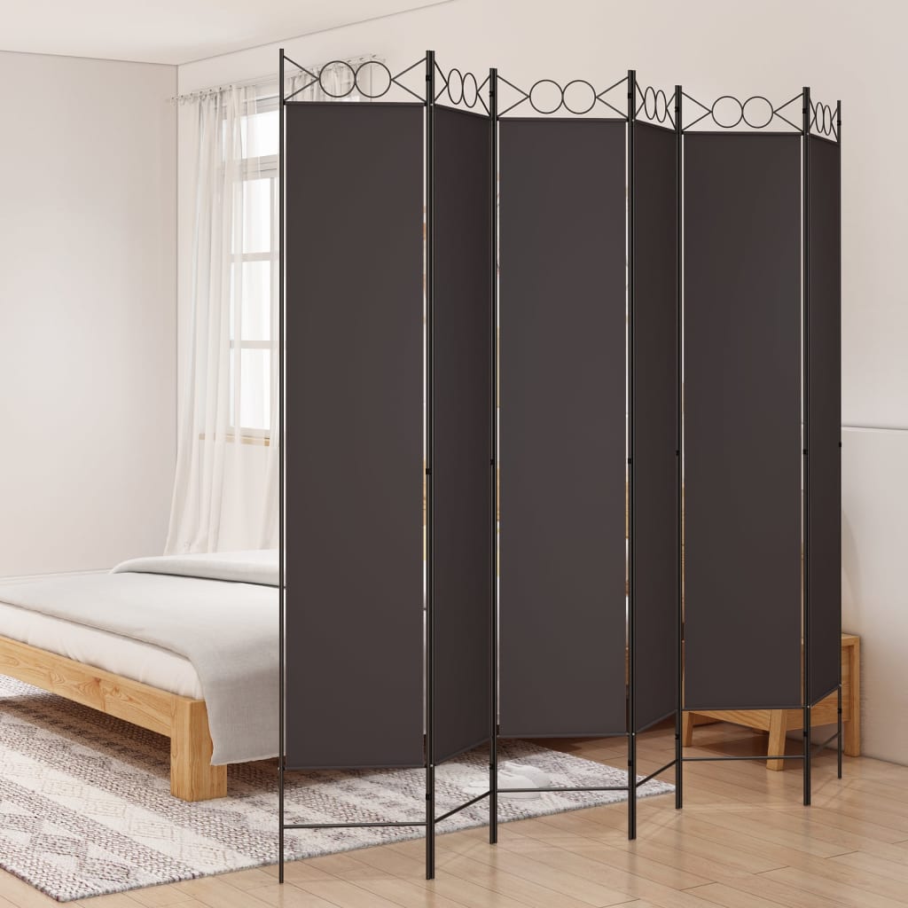 vidaXL Paravan de cameră cu 6 panouri, maro, 240x220 cm, textil