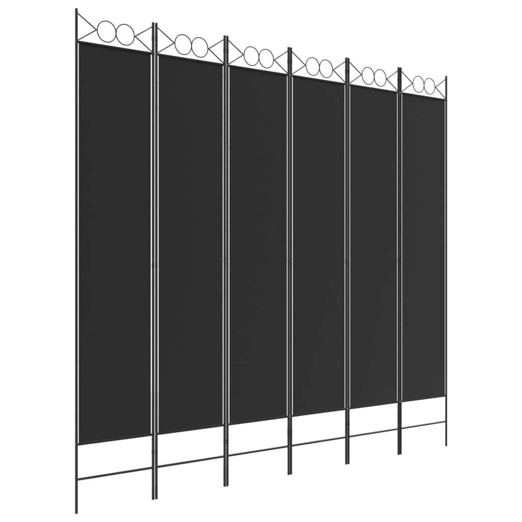 Paravan de cameră cu 6 panouri, negru, 240×220 cm, textil