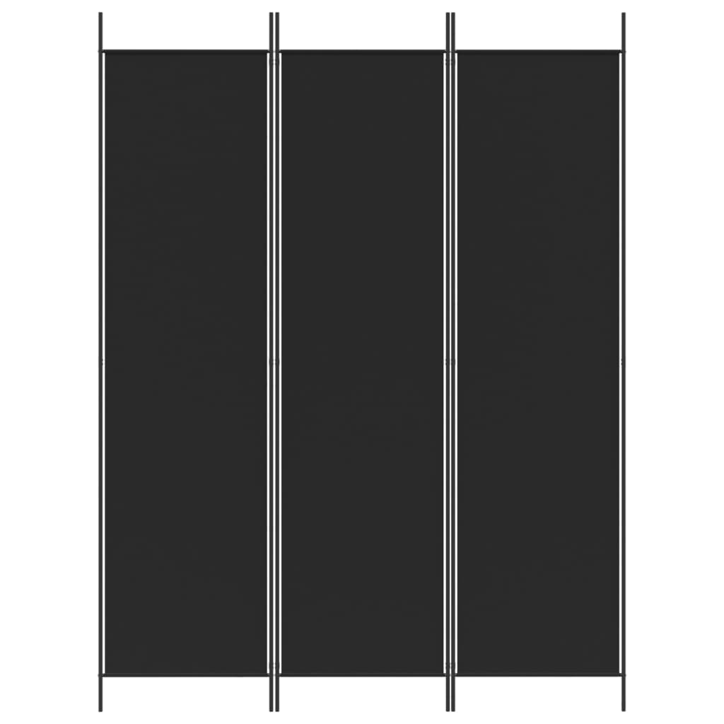 vidaXL 3 paneles fekete szövet térelválasztó 150 x 200 cm