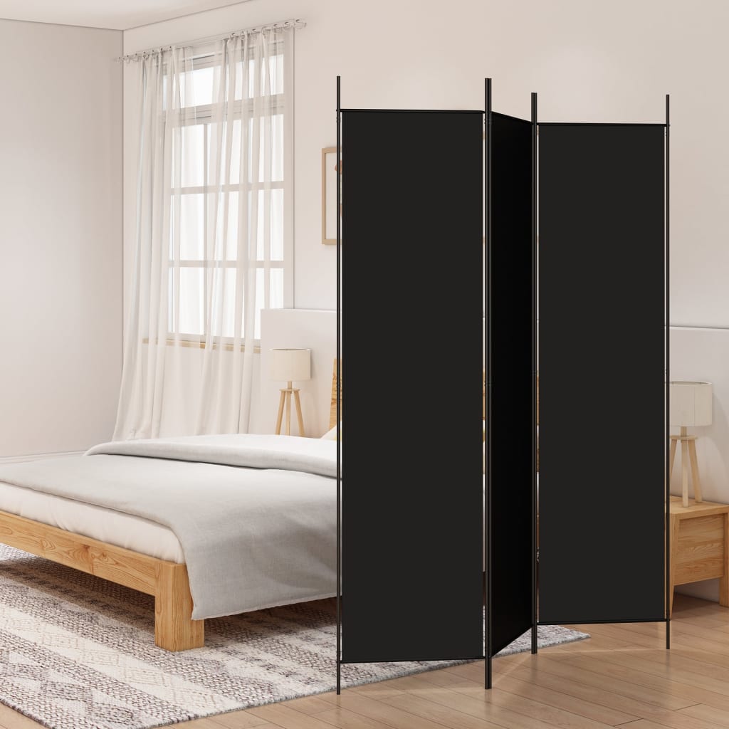 vida XL 3-tlg. Paravent Schwarz 150x 200 cm Stoff