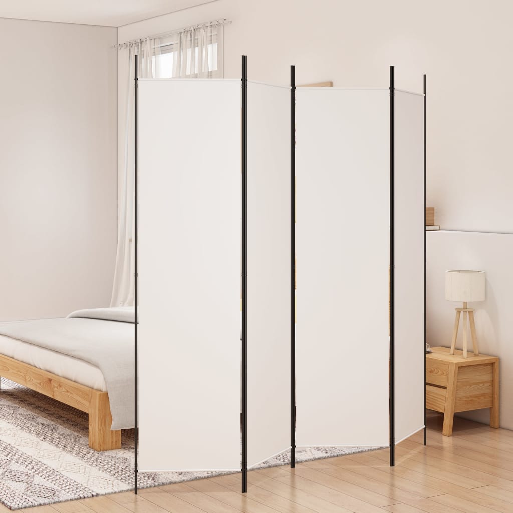 vida XL 4-tlg. Paravent Weiß 200x 200 cm Stoff