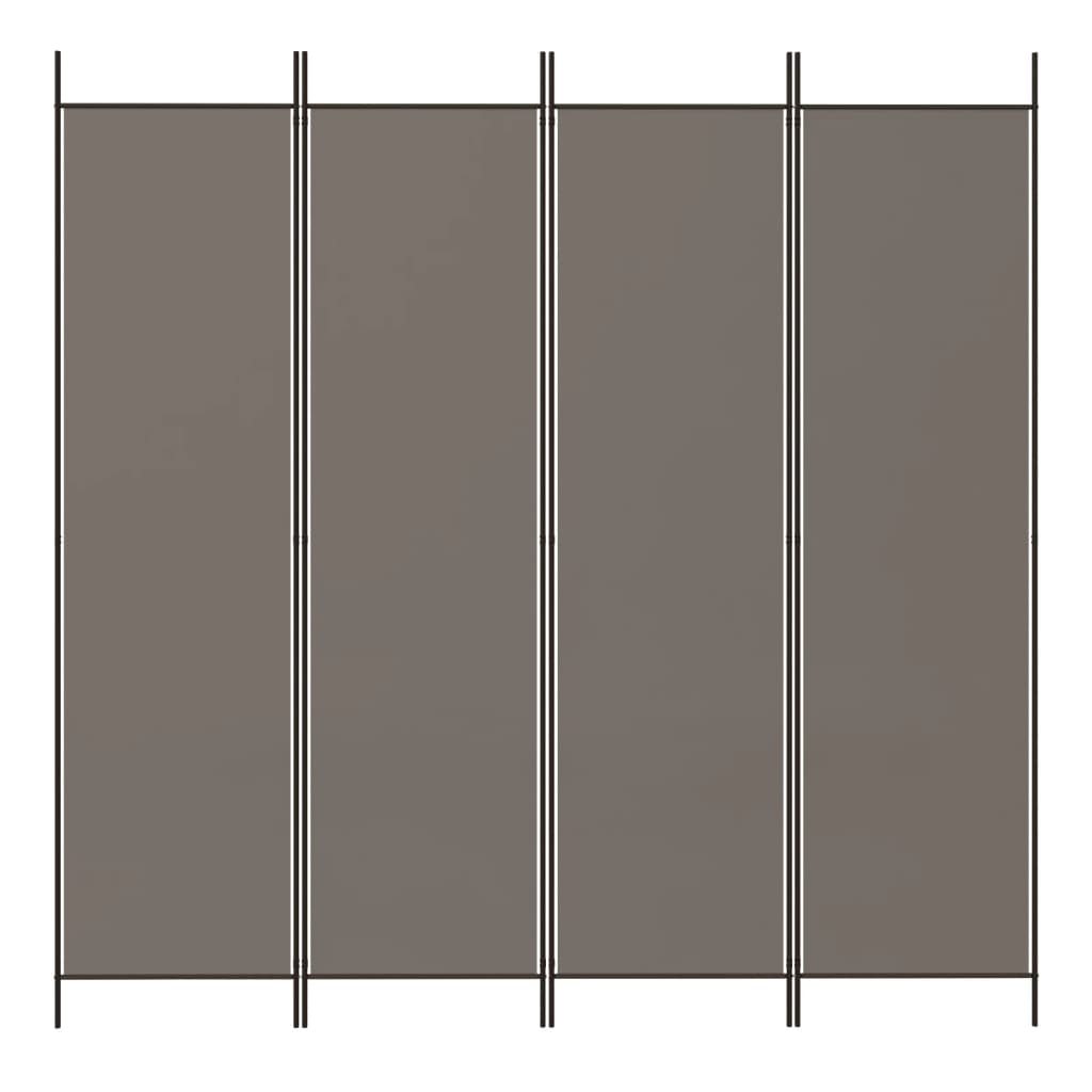 vidaXL Paravan de cameră cu 4 panouri, antracit, 200x200 cm, textil