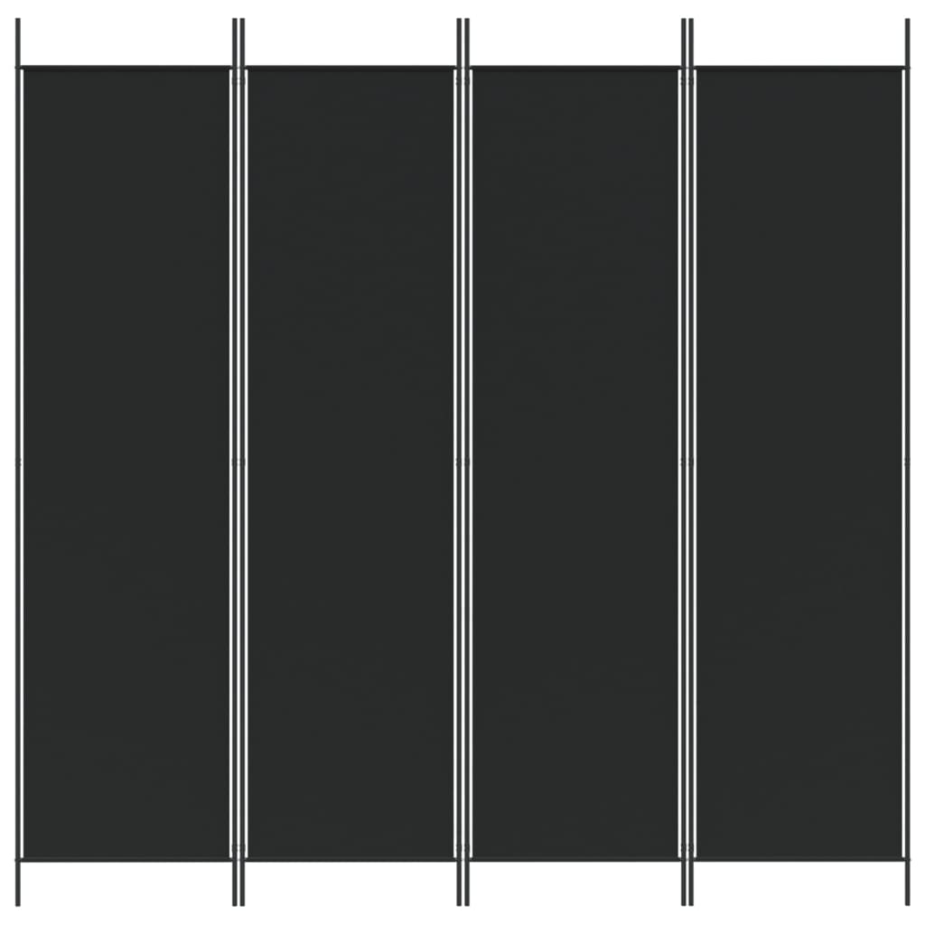 vidaXL Kamerscherm met 4 panelen 200x200 cm stof zwart afbeelding