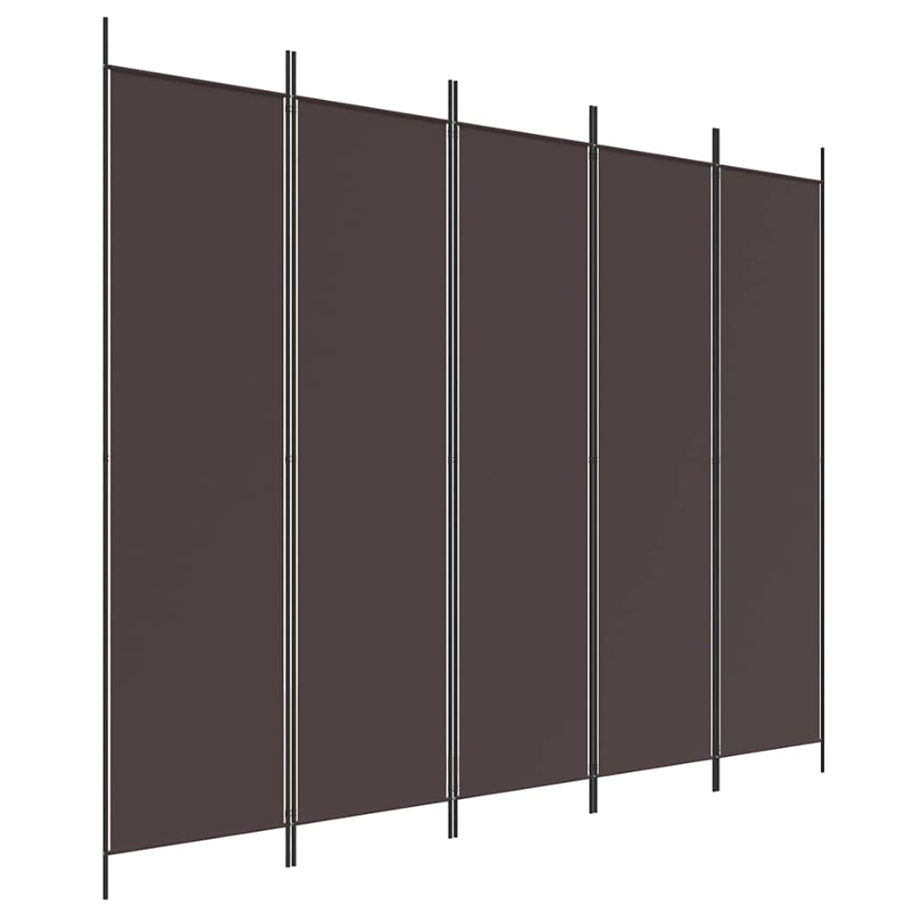 vidaXL Paravan de cameră cu 5 panouri maro 250x200 cm material textil