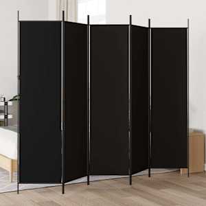 Paravan 5-delni 250x200 cm črno blago