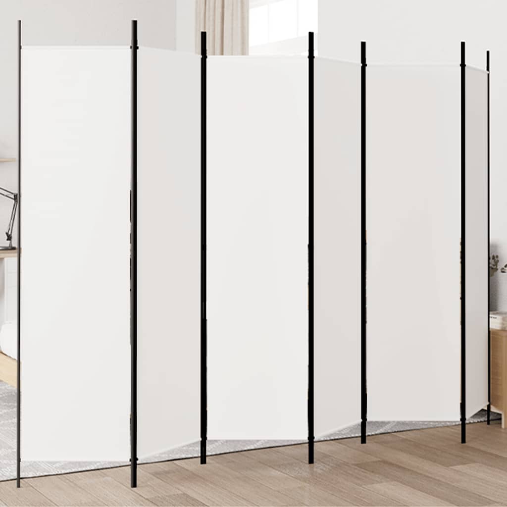 vidaXL Paravan de cameră cu 6 panouri, alb, 300x200 cm, textil