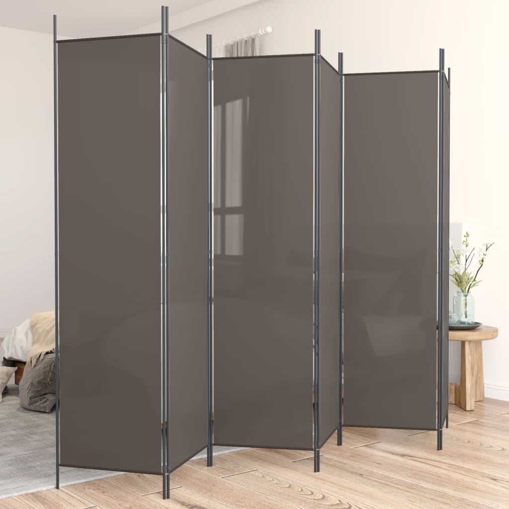 vida XL 6-tlg. Paravent Anthrazit 300x 200 cm Stoff