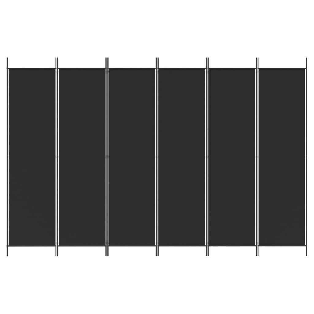 vidaXL 6-paneelinen Tilanjakaja musta 300x200 cm kangas