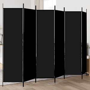 Paravan 6-delni črn 300x200 cm blago