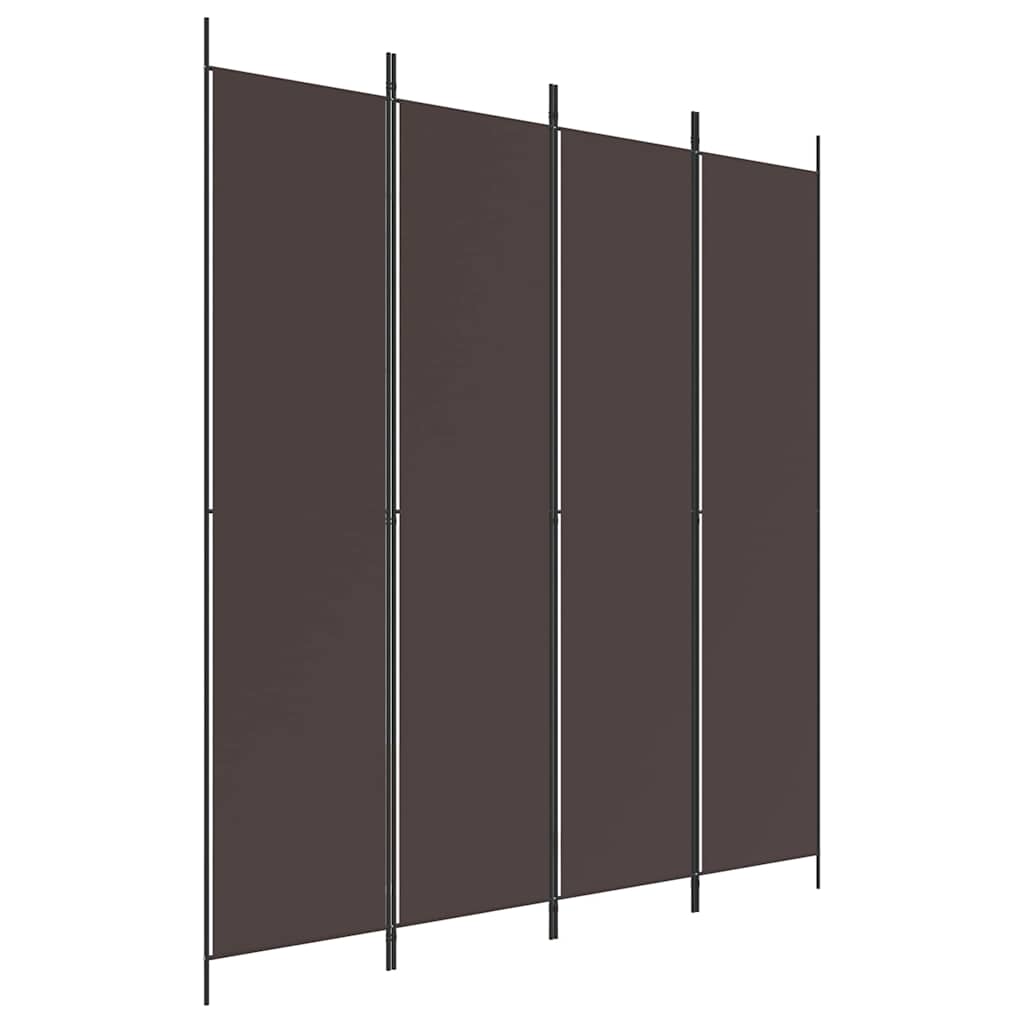 vidaXL Paravan de cameră cu 4 panouri, maro, 200x220 cm, textil