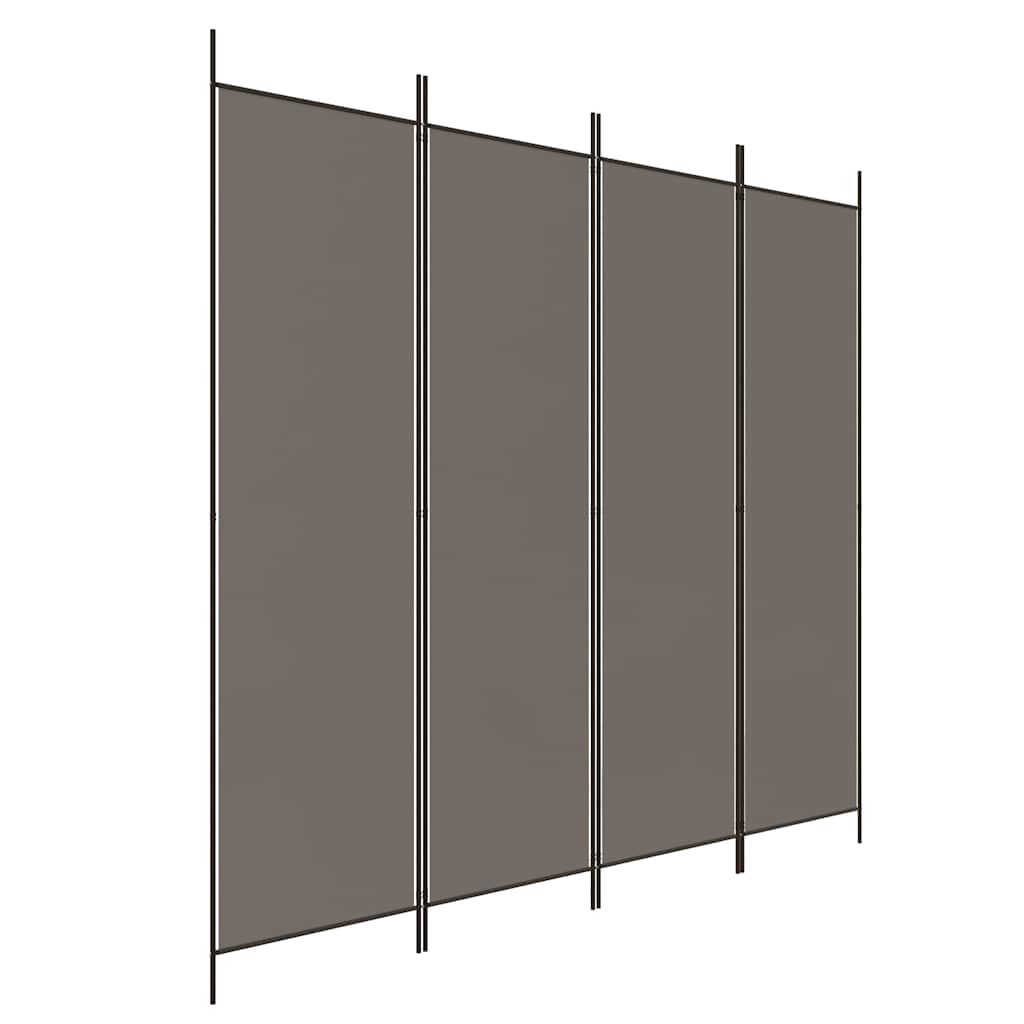 vidaXL Paravan de cameră cu 4 panouri, antracit, 200x220 cm, textil