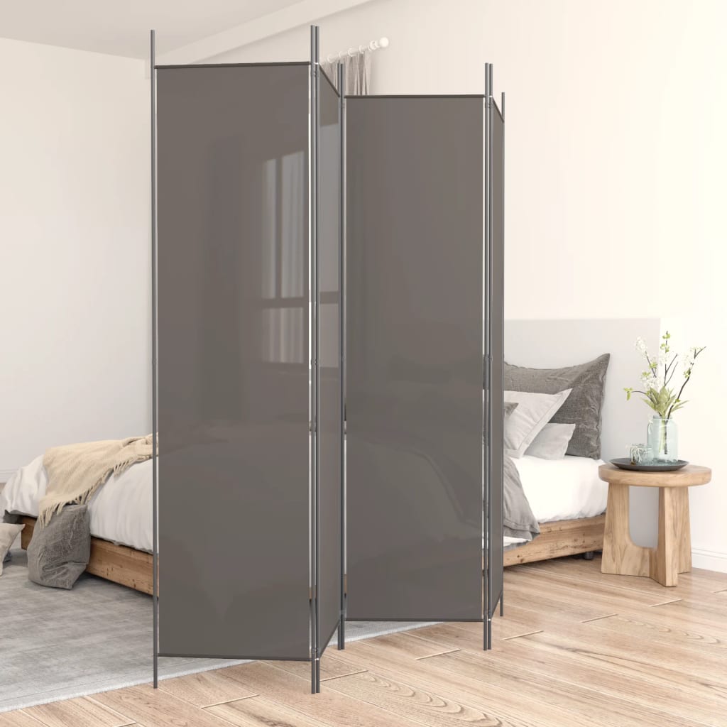 vida XL 4-tlg. Paravent Anthrazit 200x 220 cm Stoff