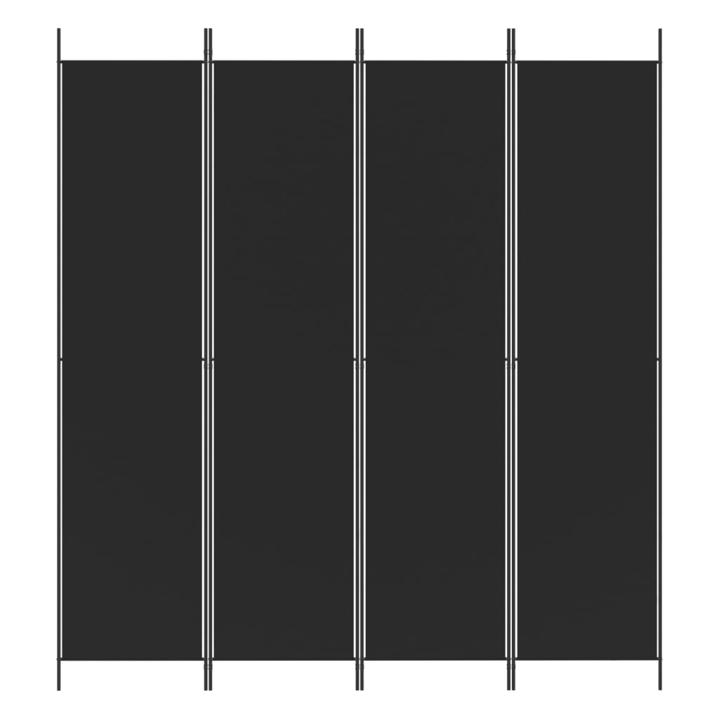 vidaXL 4 paneles fekete szövet térelválasztó 200x220 cm