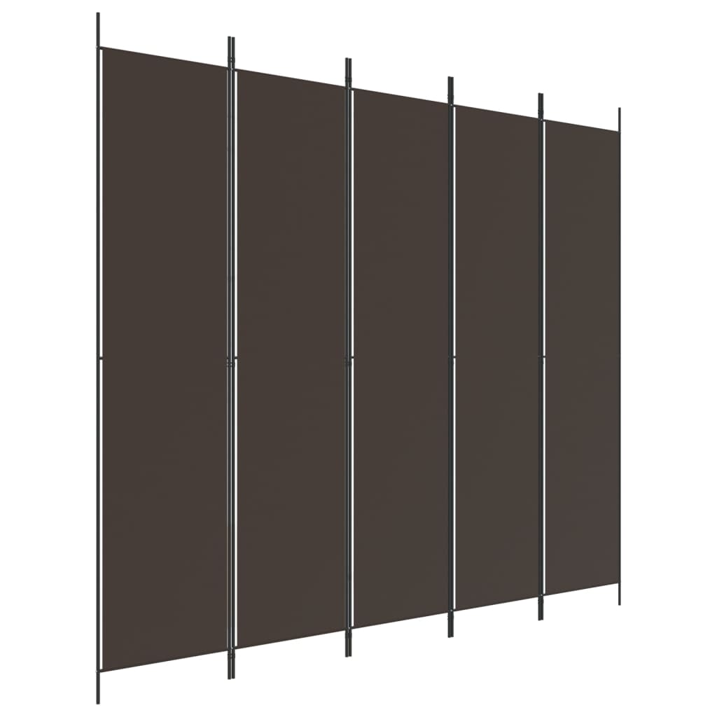  5-panelový paraván hnedá 250x220 cm látkový