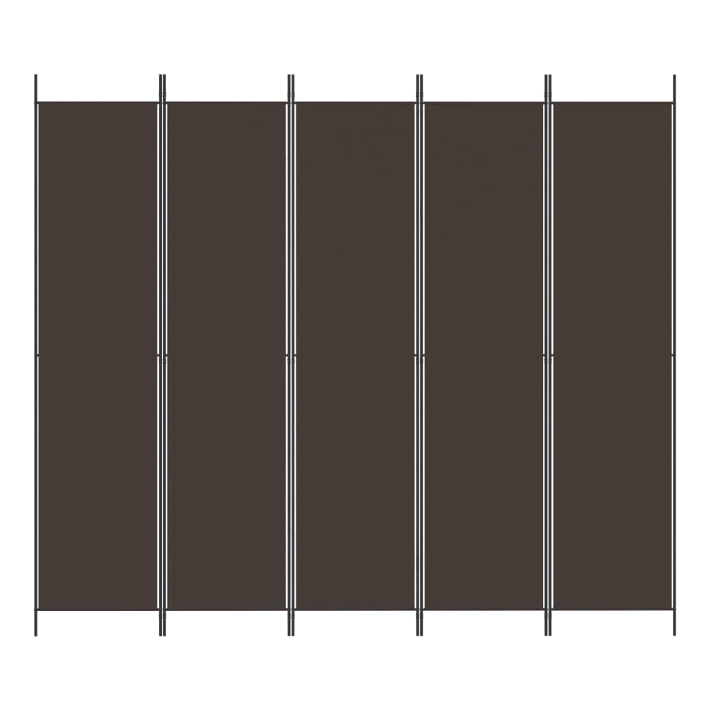  5-panelový paraván hnedá 250x220 cm látkový
