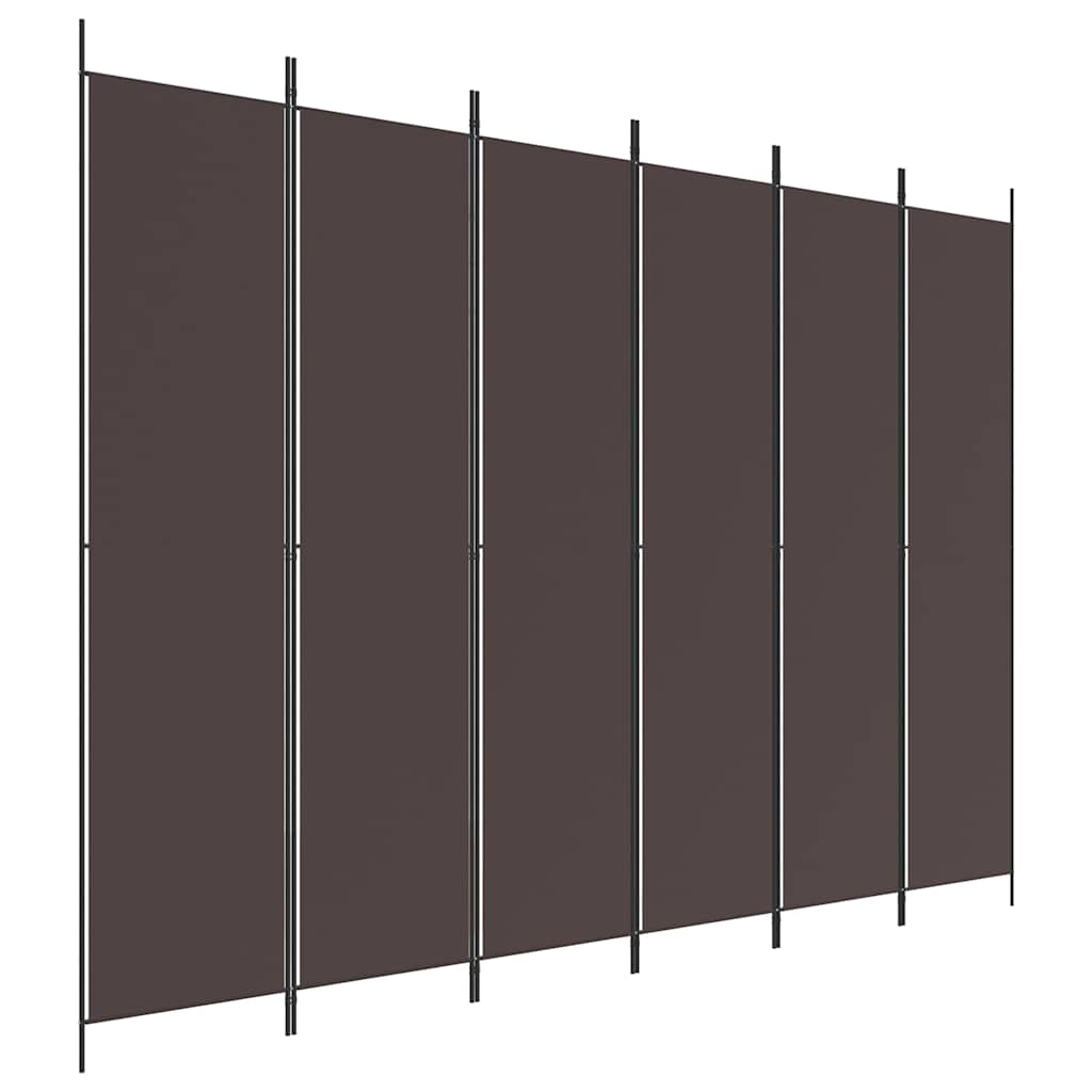 vidaXL 6dílný paraván hnědý 300 x 220 cm textil