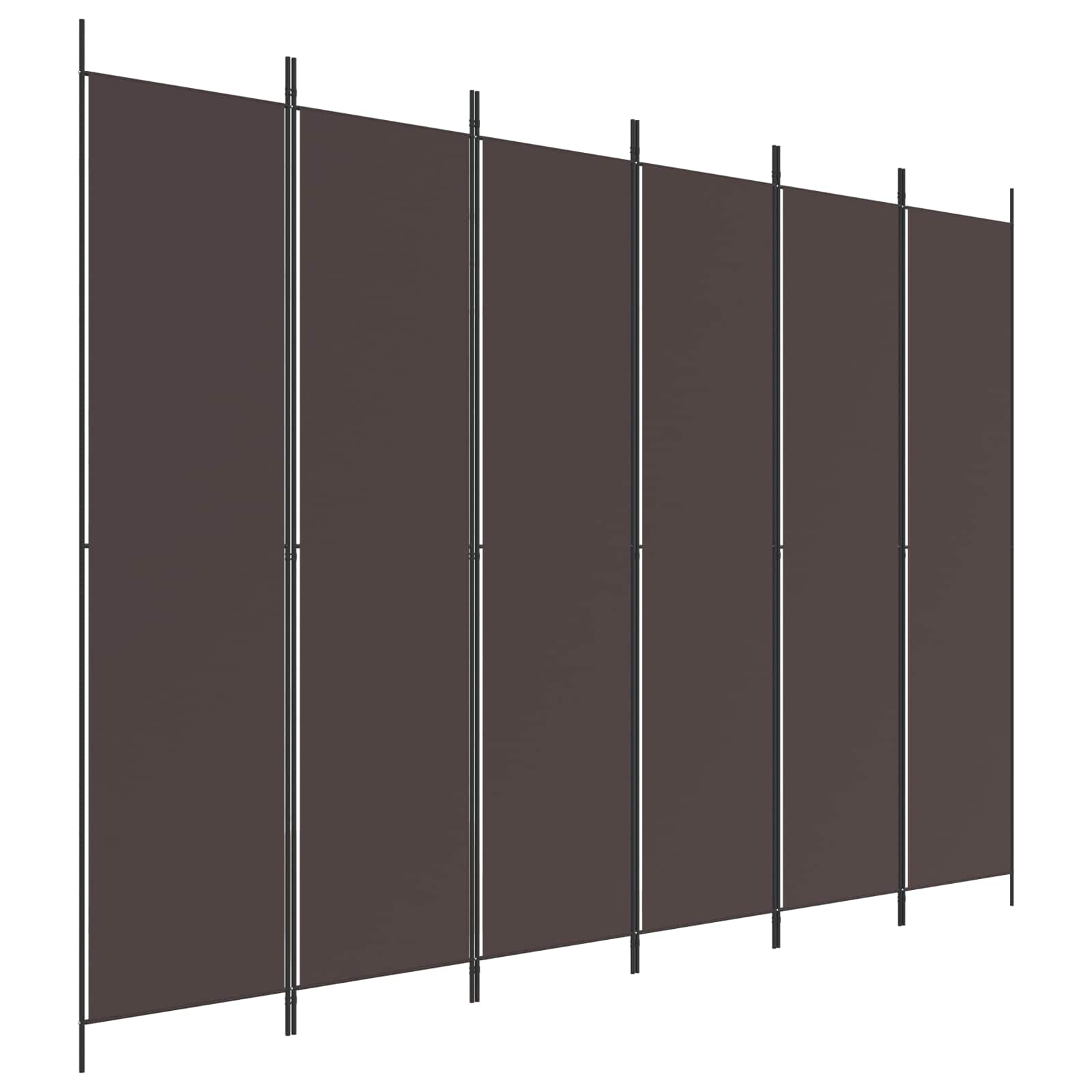vidaXL 6dílný paraván hnědý 300 x 220 cm textil