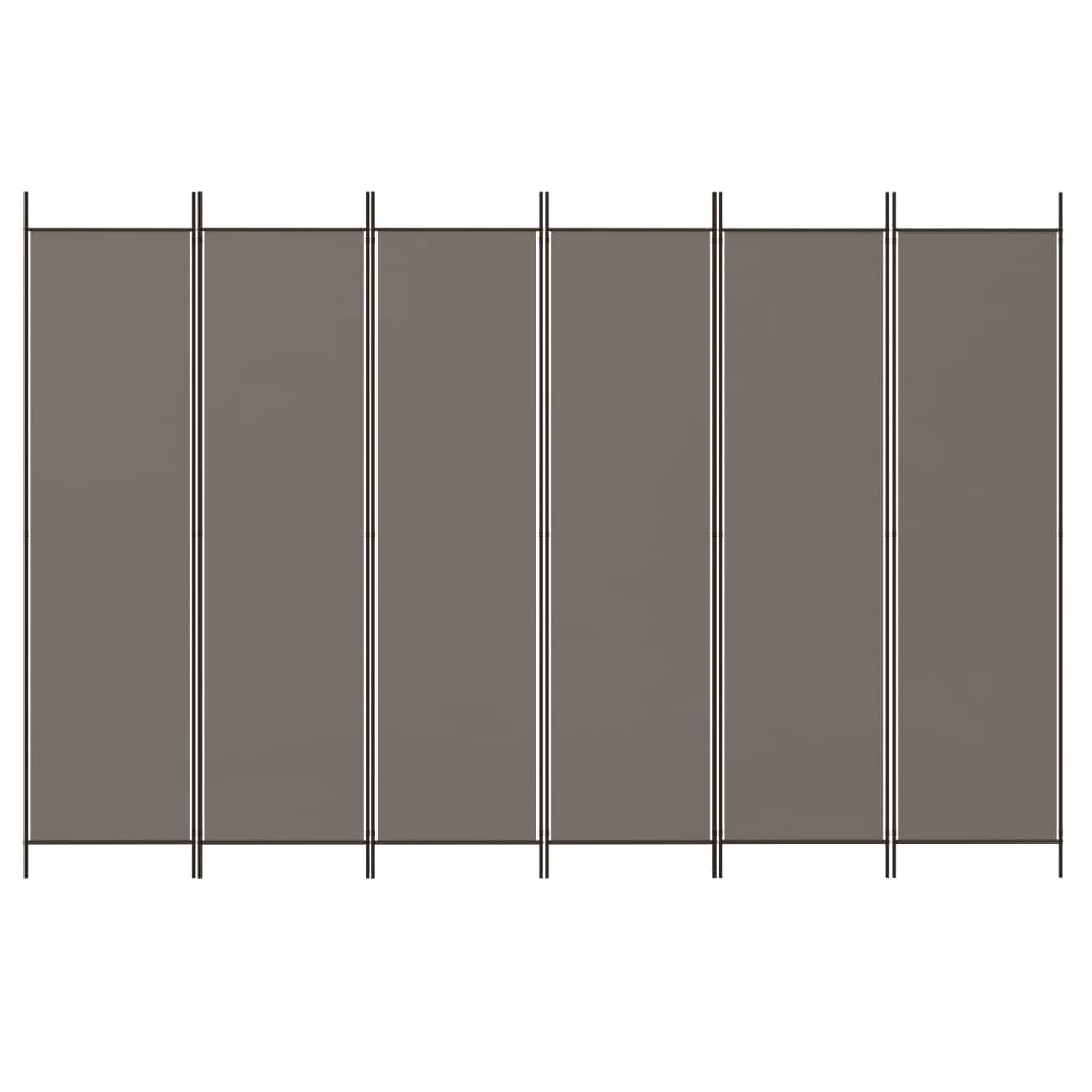 vidaXL 6 paneles antracitszürke szövet térelválasztó 300 x 220 cm