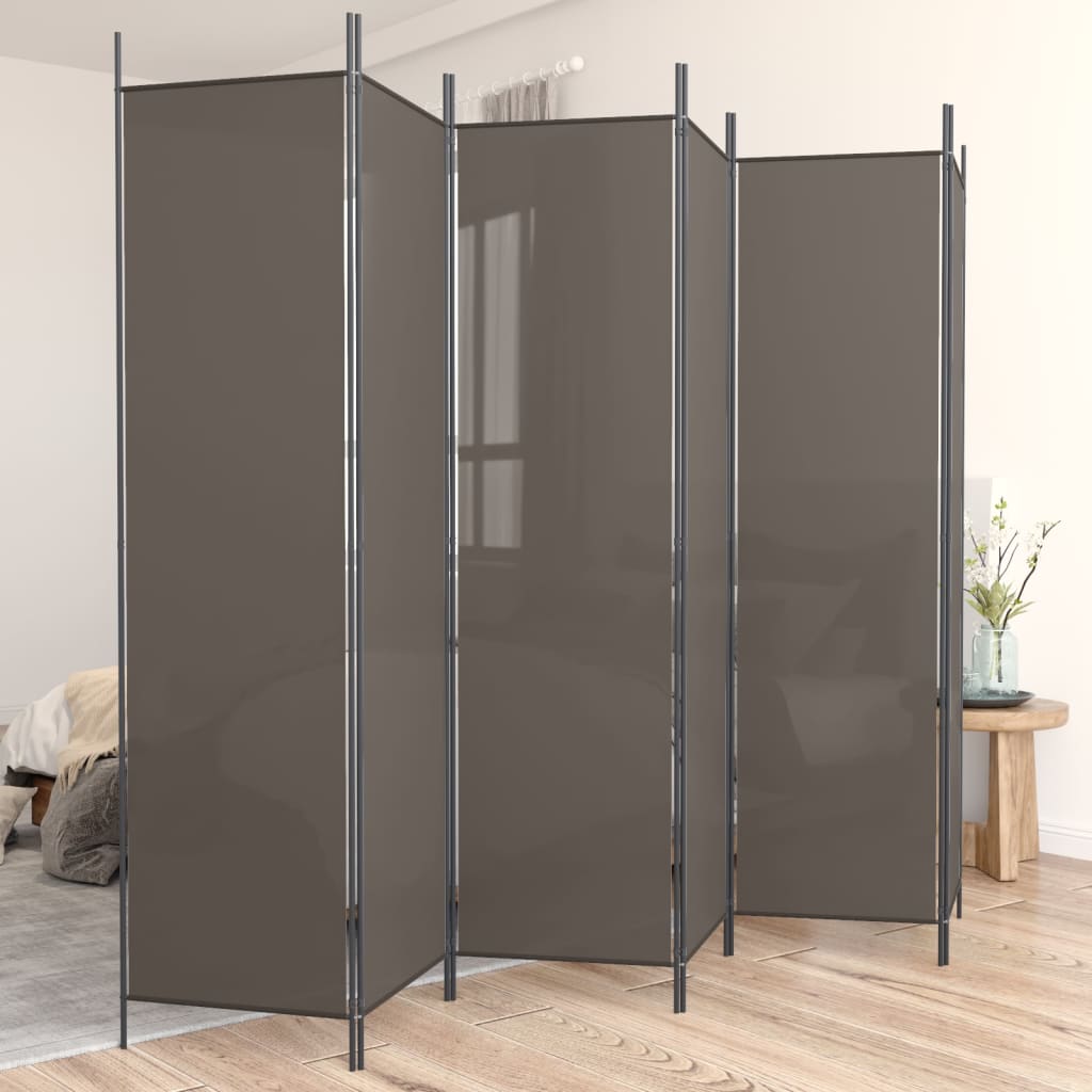 vida XL 6-tlg. Paravent Anthrazit 300x 220 cm Stoff