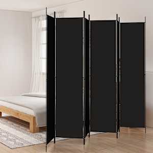 Paravan 6-delni črn 300x220 cm blago