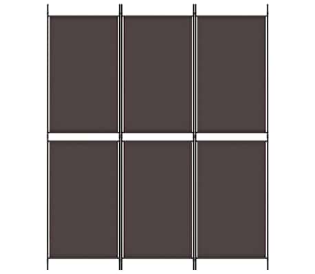 vidaXL 3-Panel Room Divider Brown 150x180 cm Fabric