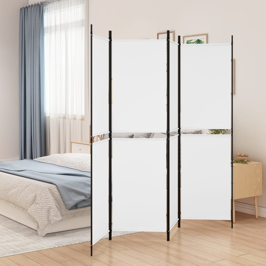 vidaXL Biombo/divisória com 4 painéis 200x180 cm tecido branco
