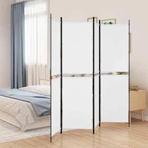 Paravan 4-delni bel 200x180 cm blago