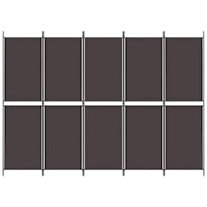 5dílný paraván hnědý 250x180 cm textil - obrázek 3