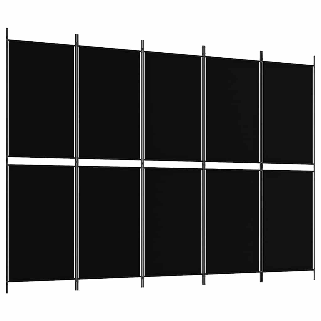 E-shop vidaXL 5-panelový paraván čierna 250x180 cm látka