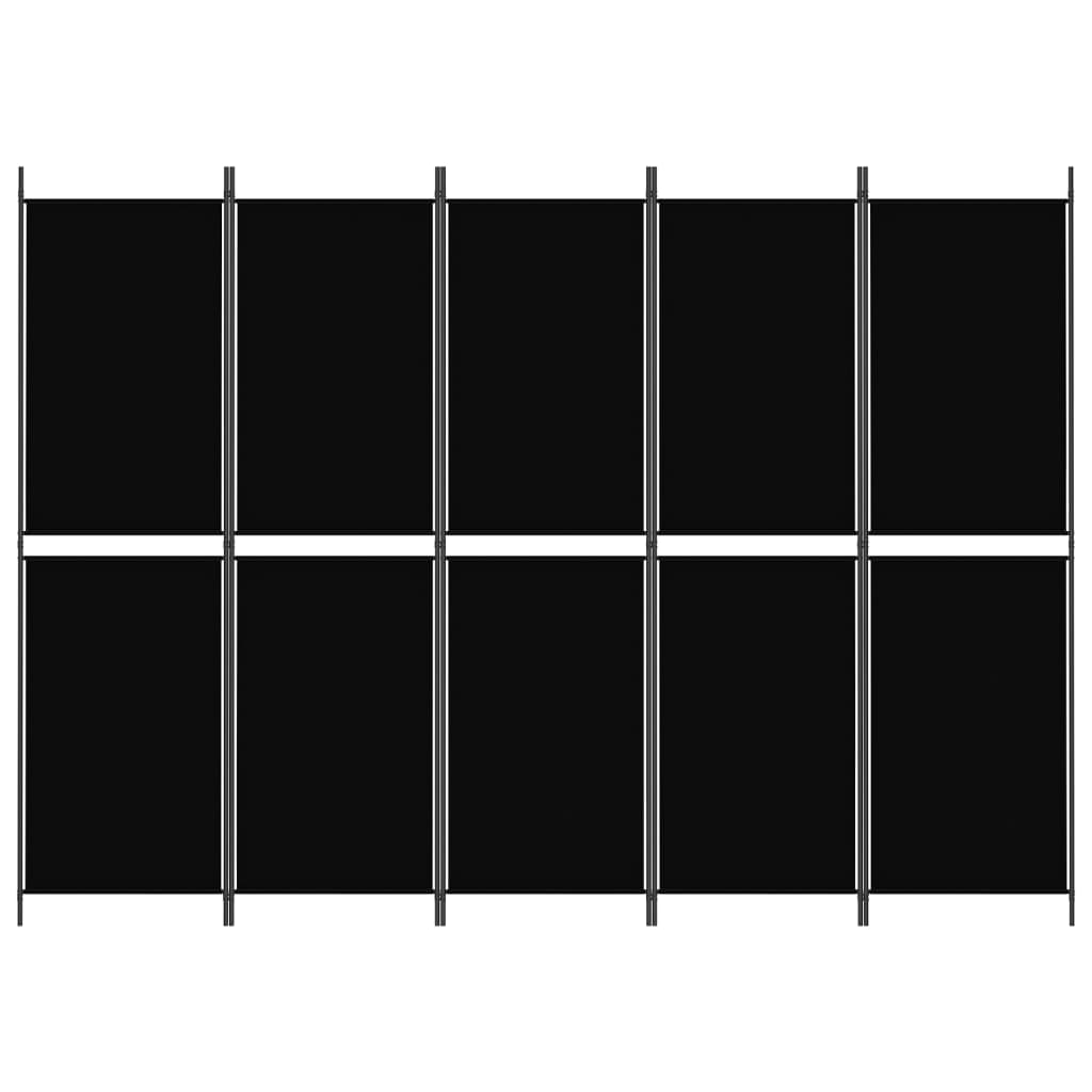 vidaXL Kamerscherm met 5 panelen 250x180 cm stof zwart